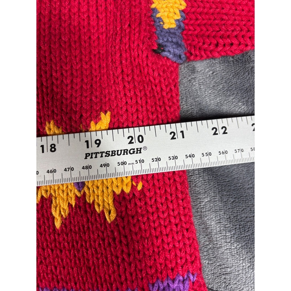 Coldwater Creek Red Southwestern Geometric Knit Cardigan Braided Trim Large - Picture 5 of 9